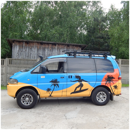 Bagażnik dachowy Mitsubishi Delica Space Gear, z siatką, wymiary: 127 cm x 180 cm