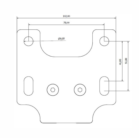 Mocowanie markizy do boku bagażnika D-G4x4, rozstaw otworów 63mm x 90mm