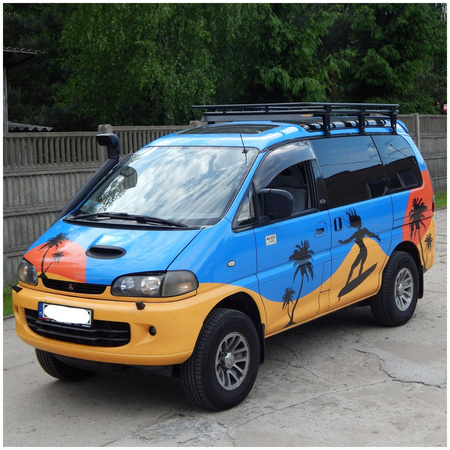 Bagażnik dachowy Mitsubishi Delica Space Gear, z siatką, wymiary: 127 cm x 180 cm