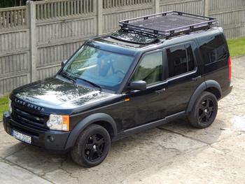 Bagażnik dachowy Land Rover Discovery III, IV od 2004 do 2017 r. krótki, z siatką. Wysoki uchwyt.